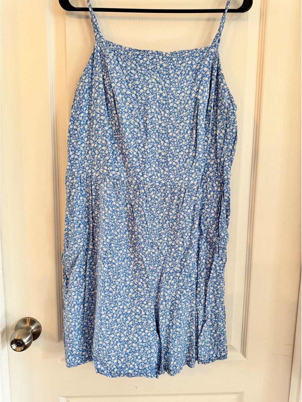 Old Navy XL Blue Floral Romper with Adjustable Straps